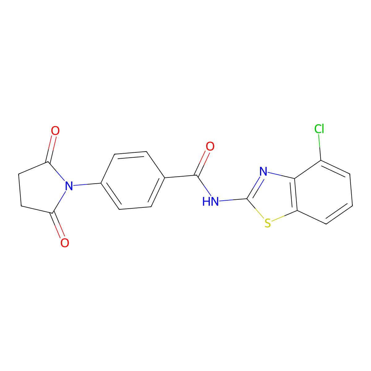 N-(4-chloro-1,3-benzothiazol-2-yl)-4-(2,5-dioxopyrrolidin-1-yl)benzamide molecular structure, CAS 313405-84-4
