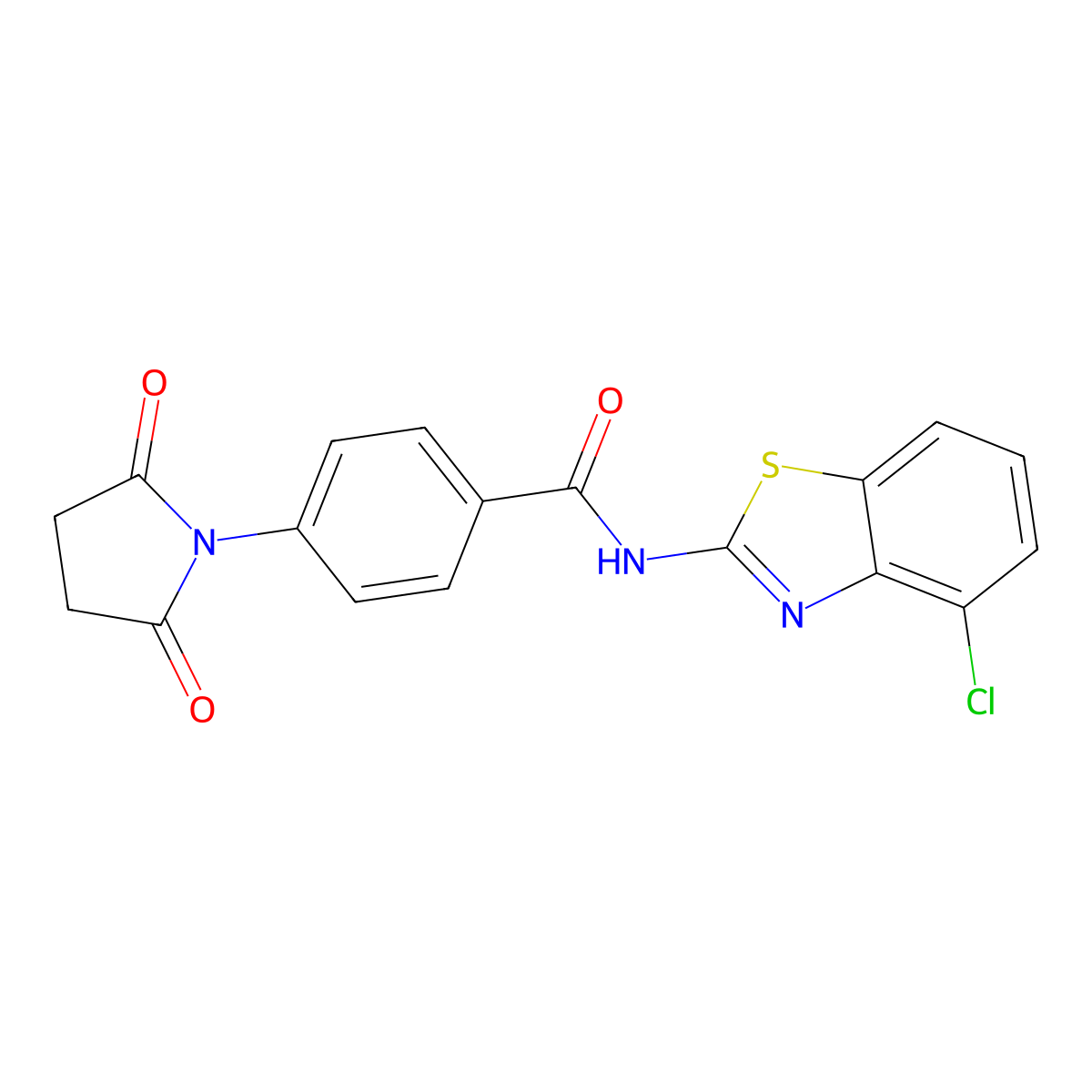 N-(4-chloro-1,3-benzothiazol-2-yl)-4-(2,5-dioxopyrrolidin-1-yl)benzamide molecular structure, CAS 313405-84-4