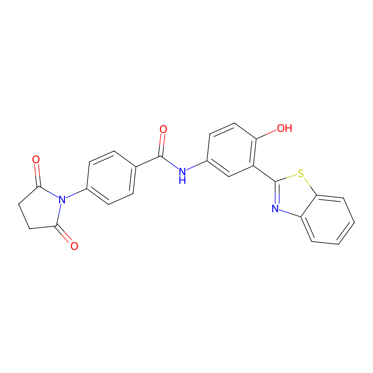 N-(3-(benzo[d]thiazol-2-yl)-4-hydroxyphenyl)-4-(2,5-dioxopyrrolidin-1-yl)benzamide molecular structure, CAS 313405-85-5