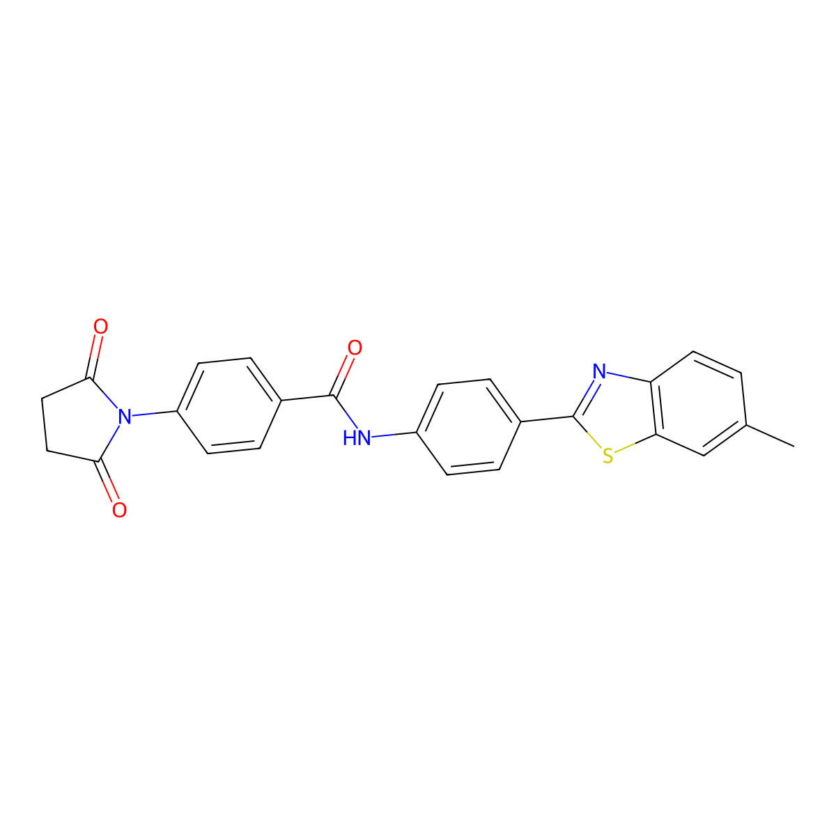 4-(2,5-dioxopyrrolidin-1-yl)-N-[4-(6-methyl-1,3-benzothiazol-2-yl)phenyl]benzamide molecular structure, CAS 313405-86-6