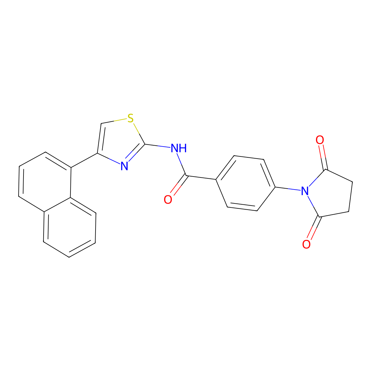 4-(2,5-dioxopyrrolidin-1-yl)-N-(4-(naphthalen-1-yl)thiazol-2-yl)benzamide molecular structure, CAS 313405-89-9