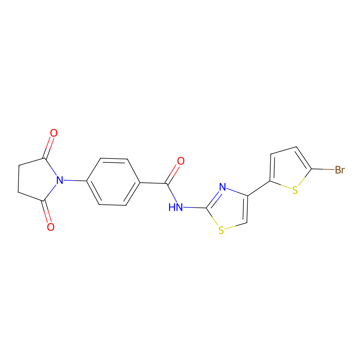 N-[4-(5-bromothiophen-2-yl)-1,3-thiazol-2-yl]-4-(2,5-dioxopyrrolidin-1-yl)benzamide molecular structure, CAS 313405-90-2