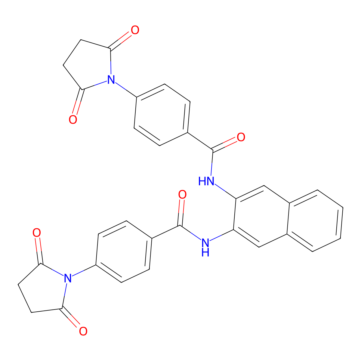 4-(2,5-dioxopyrrolidin-1-yl)-N-[3-[[4-(2,5-dioxopyrrolidin-1-yl)benzoyl]amino]naphthalen-2-yl]benzamide molecular structure, CAS 313405-94-6