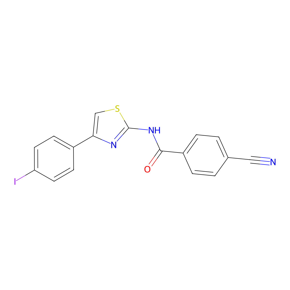 4-cyano-N-[4-(4-iodophenyl)-1,3-thiazol-2-yl]benzamide molecular structure, CAS 313406-00-7