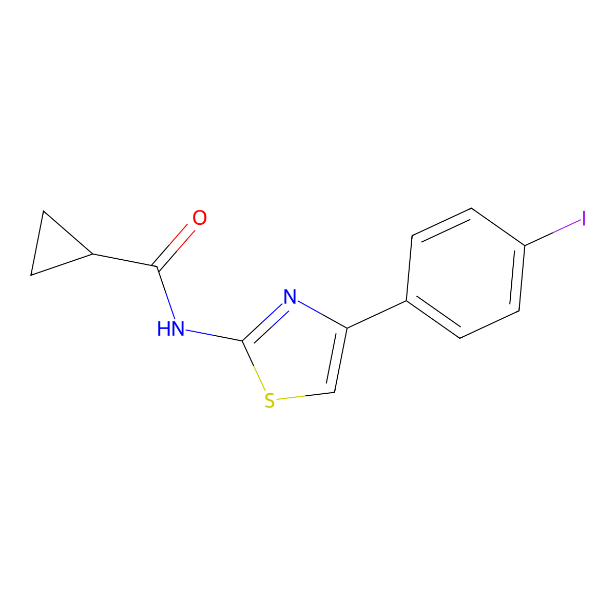 N-[4-(4-iodophenyl)-1,3-thiazol-2-yl]cyclopropanecarboxamide molecular structure, CAS 313406-01-8