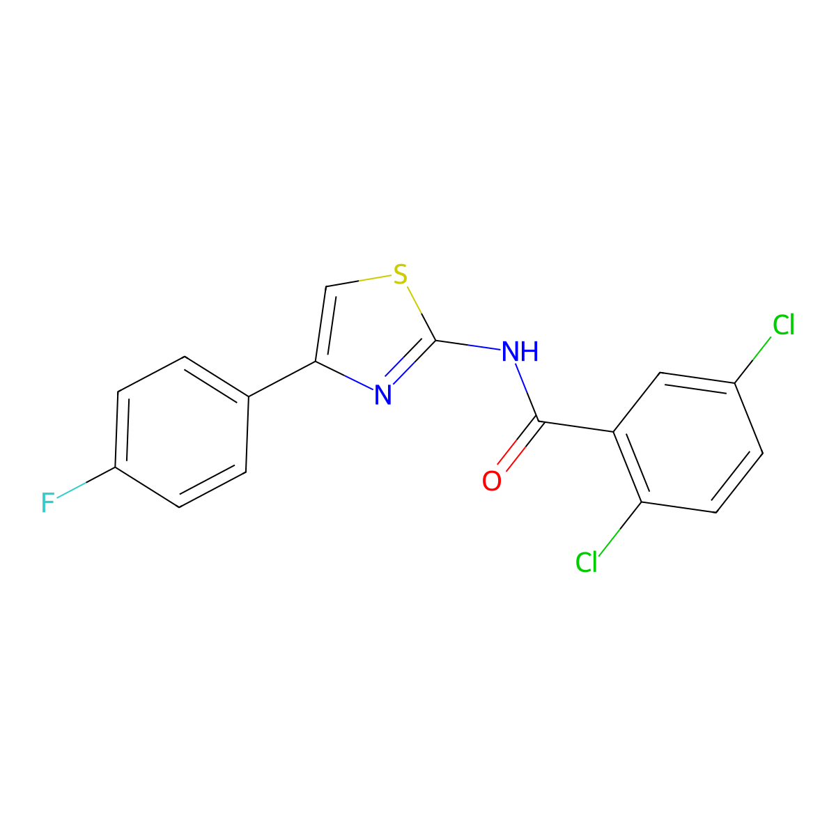 2,5-dichloro-N-[4-(4-fluorophenyl)-1,3-thiazol-2-yl]benzamide molecular structure, CAS 313406-03-0