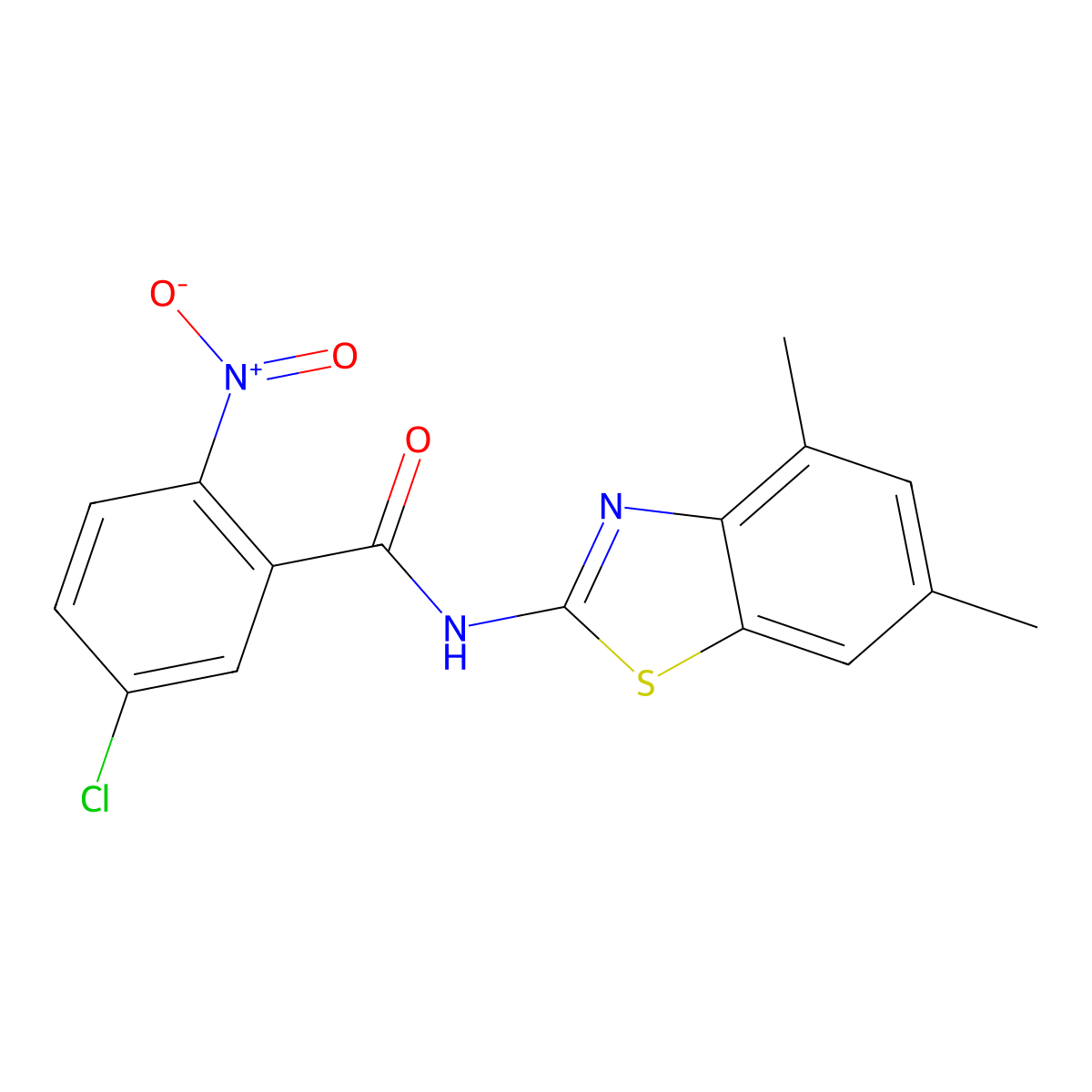 5-chloro-N-(4,6-dimethyl-1,3-benzothiazol-2-yl)-2-nitrobenzamide molecular structure, CAS 313469-37-3