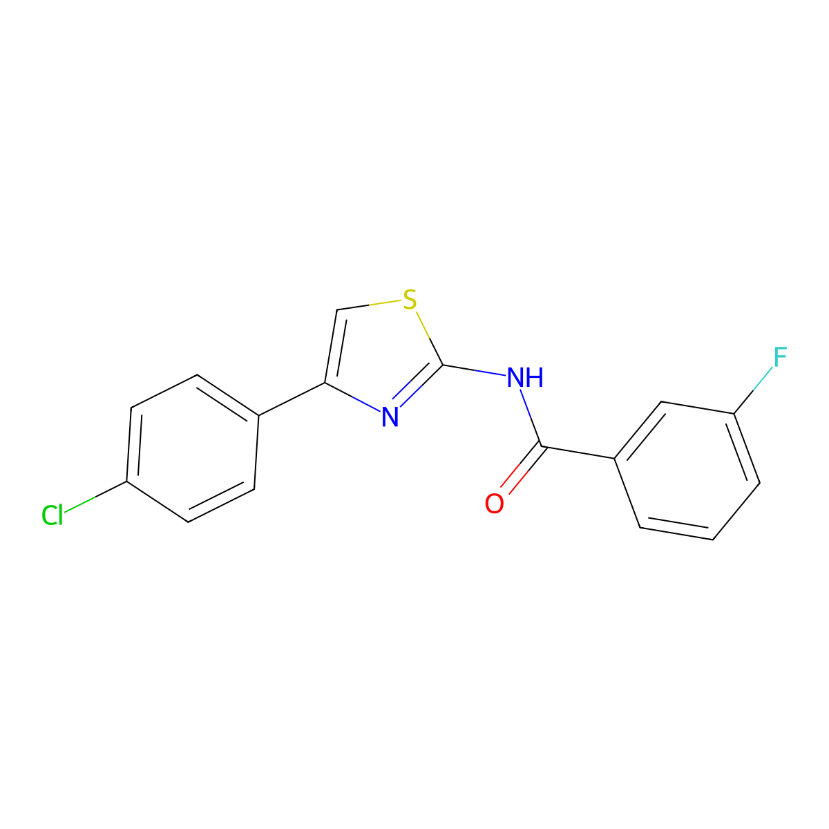 N-[4-(4-chlorophenyl)-1,3-thiazol-2-yl]-3-fluorobenzamide molecular structure, CAS 313469-46-4