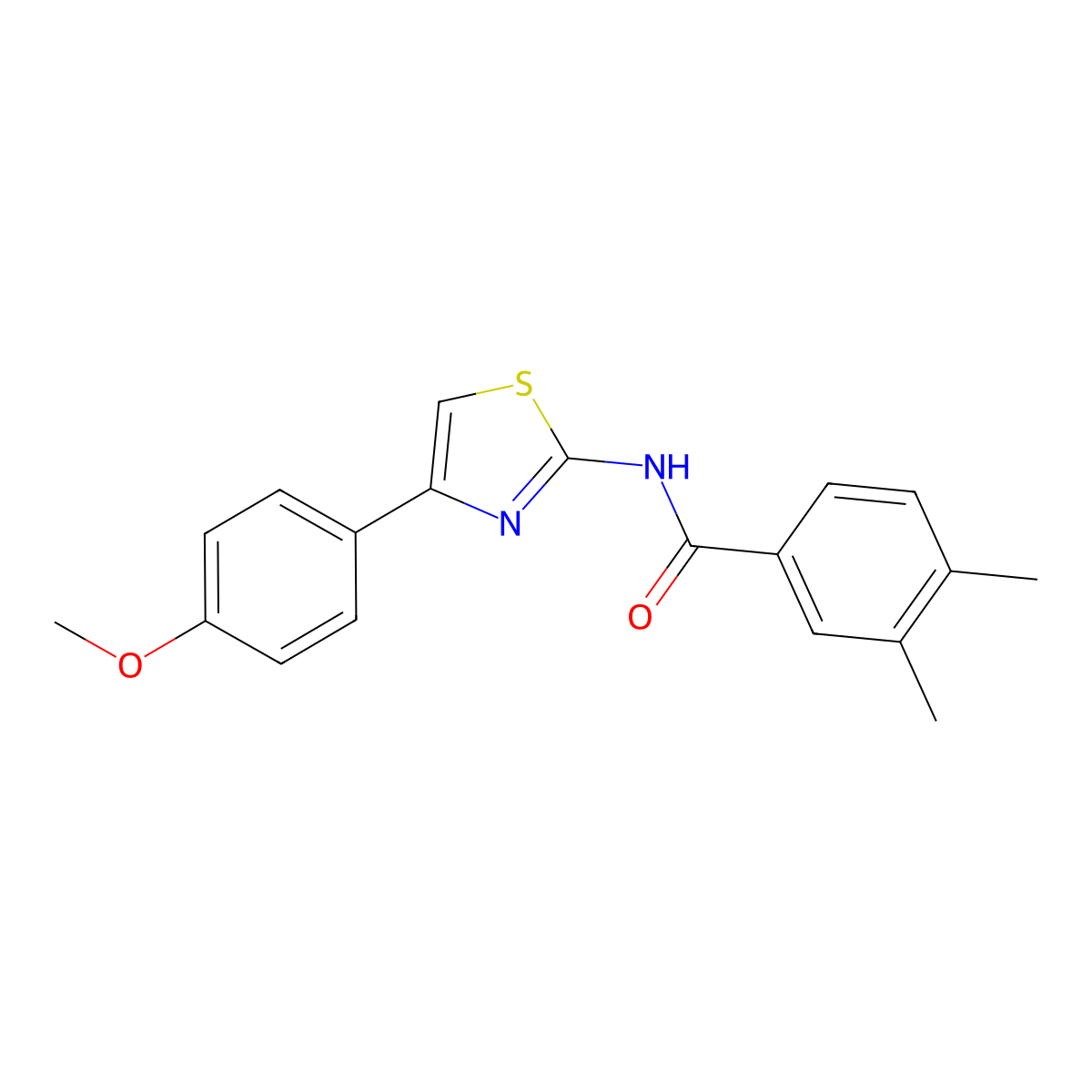 N-[4-(4-methoxyphenyl)-1,3-thiazol-2-yl]-3,4-dimethylbenzamide molecular structure, CAS 313469-49-7