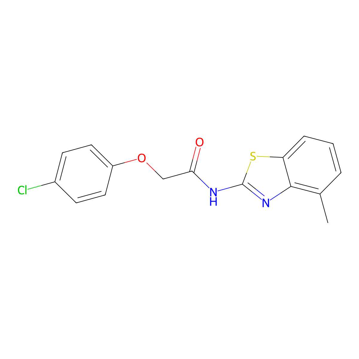 2-(4-chlorophenoxy)-N-(4-methyl-1,3-benzothiazol-2-yl)acetamide molecular structure, CAS 313469-50-0