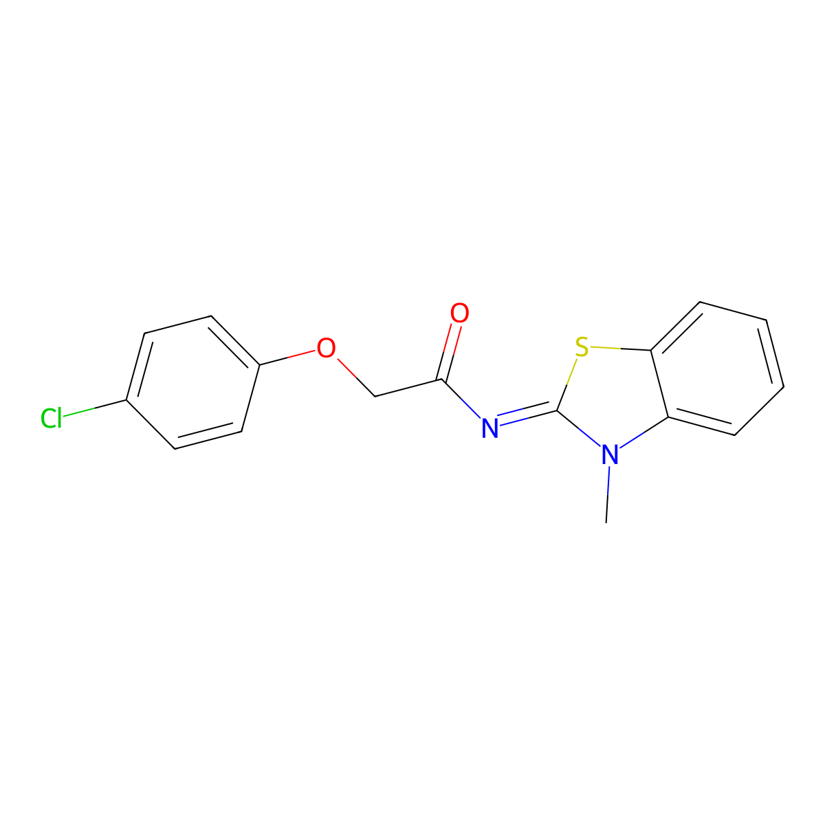 2-(4-chlorophenoxy)-N-(3-methyl-1,3-benzothiazol-2-ylidene)acetamide molecular structure, CAS 313469-51-1