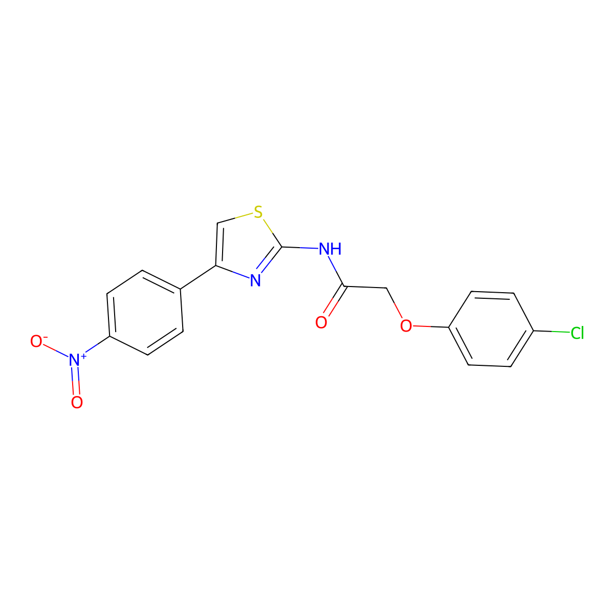 2-(4-chlorophenoxy)-N-(4-(4-nitrophenyl)thiazol-2-yl)acetamide molecular structure, CAS 313469-53-3