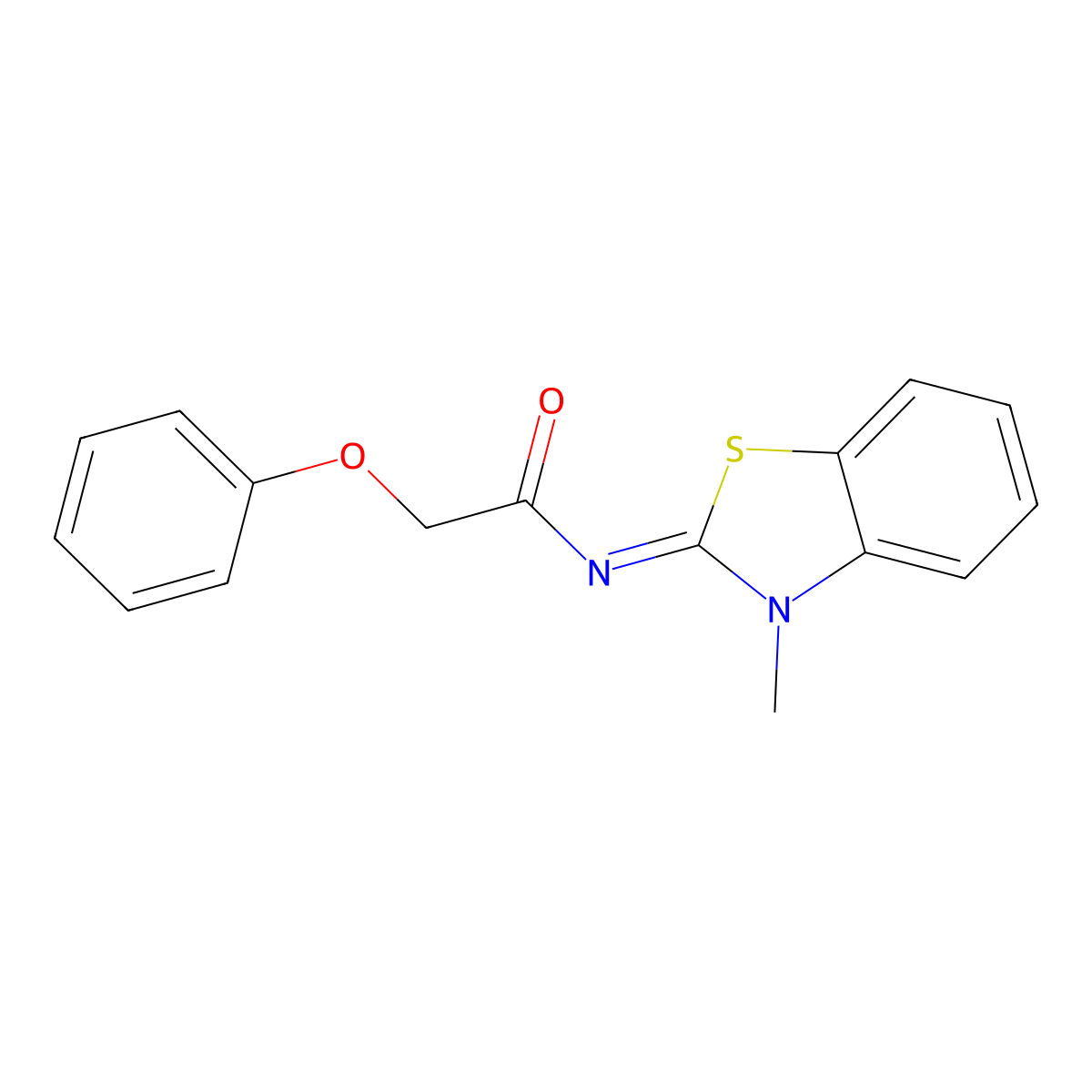 N-(3-methyl-1,3-benzothiazol-2-ylidene)-2-phenoxyacetamide molecular structure, CAS 313469-57-7