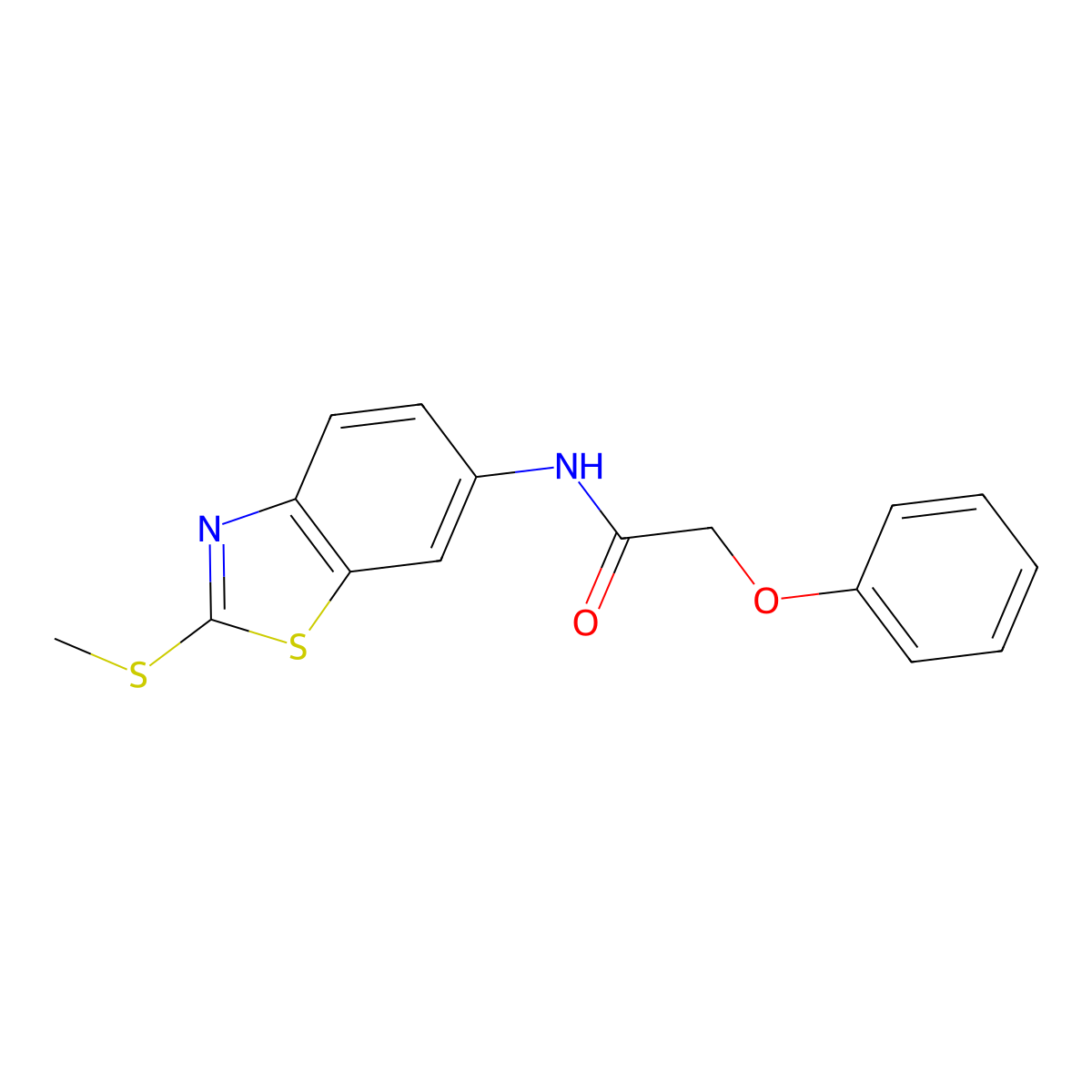 N-[2-(methylsulfanyl)-1,3-benzothiazol-6-yl]-2-phenoxyacetamide molecular structure, CAS 313469-59-9
