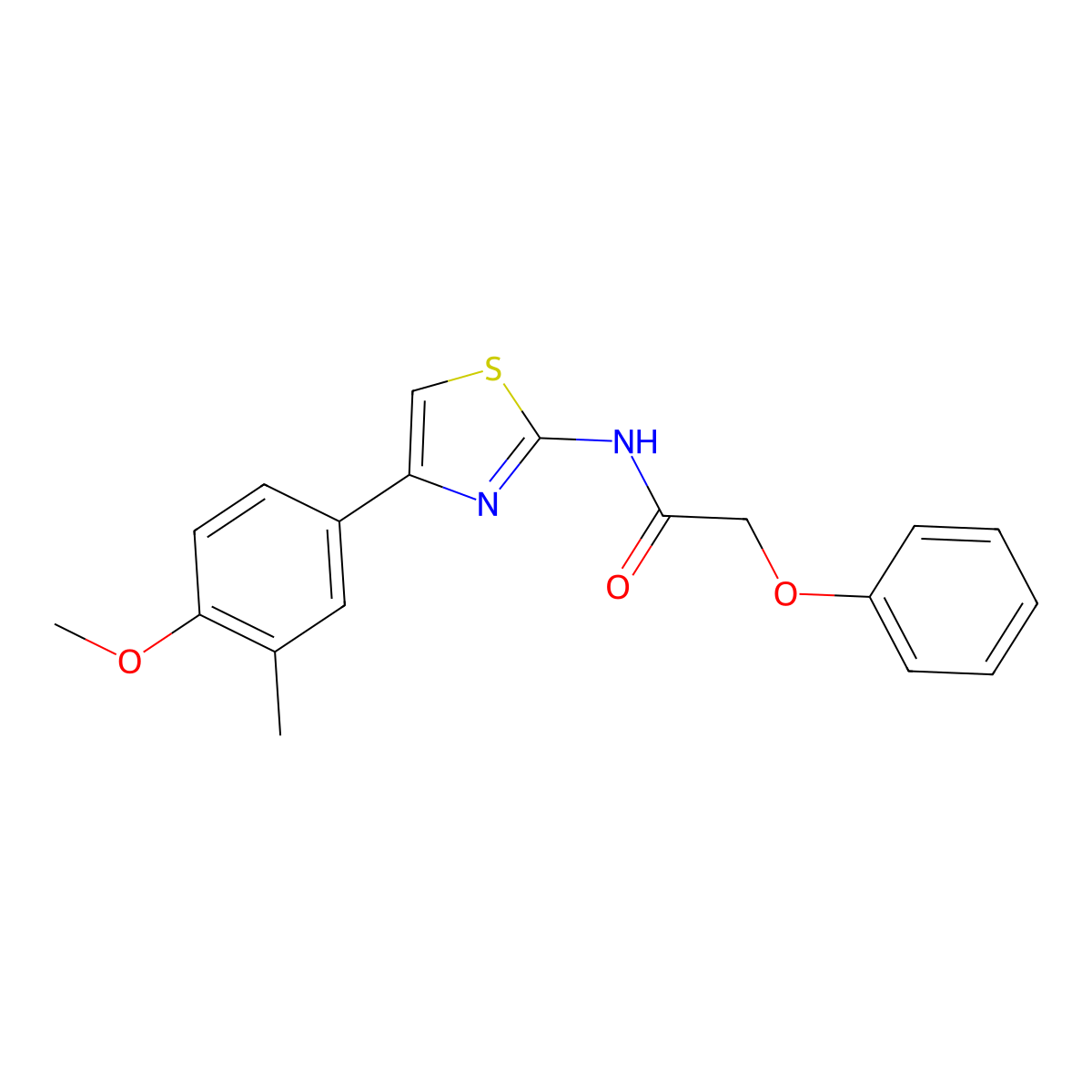 N-[4-(4-methoxy-3-methylphenyl)-1,3-thiazol-2-yl]-2-phenoxyacetamide molecular structure, CAS 313469-60-2