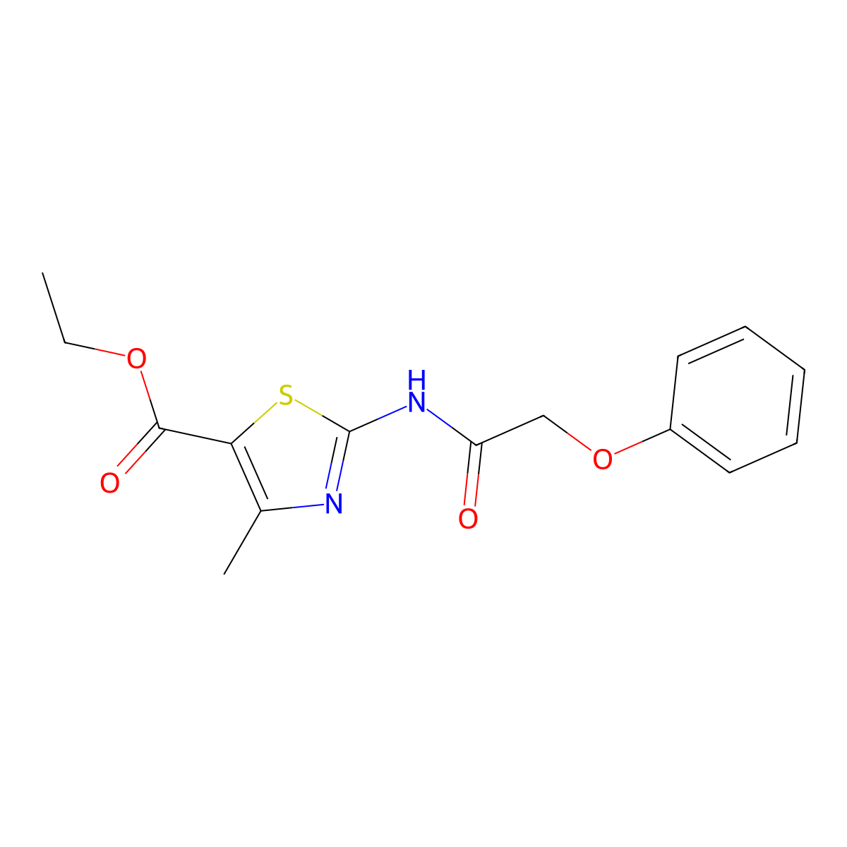 Ethyl 4-methyl-2-(2-phenoxyacetamido)-1,3-thiazole-5-carboxylate molecular structure, CAS 313469-63-5
