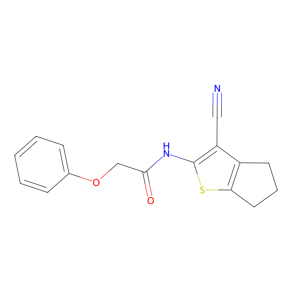N-(3-cyano-5,6-dihydro-4H-cyclopenta[b]thiophen-2-yl)-2-phenoxyacetamide molecular structure, CAS 313469-66-8