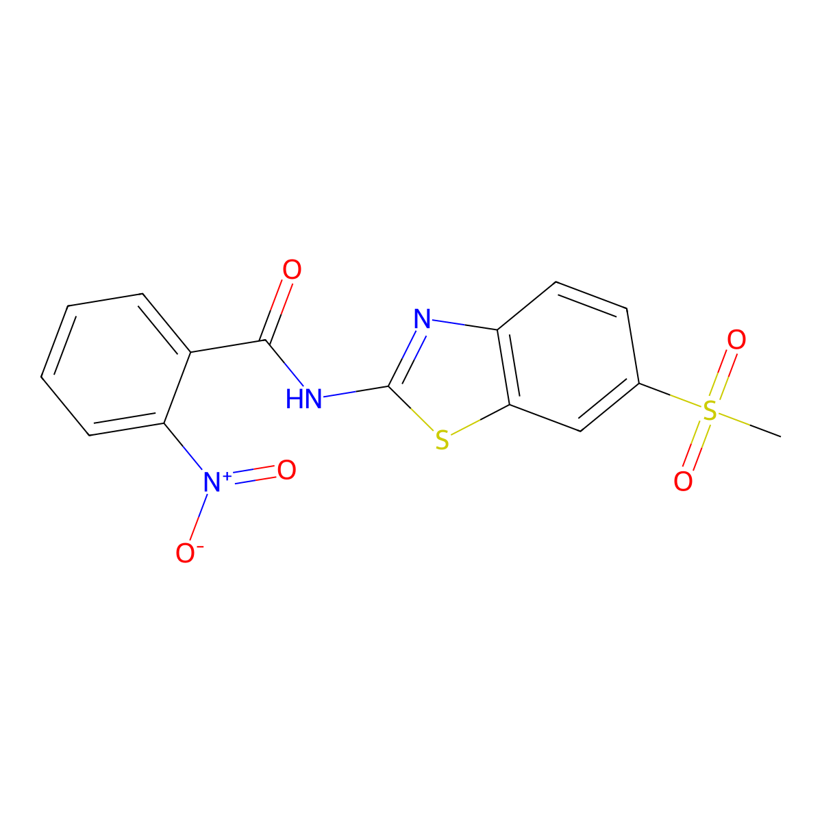 N-(6-(methylsulfonyl)benzo[d]thiazol-2-yl)-2-nitrobenzamide molecular structure, CAS 313469-70-4