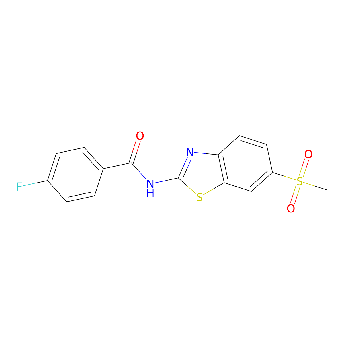 4-fluoro-N-(6-(methylsulfonyl)benzo[d]thiazol-2-yl)benzamide molecular structure, CAS 313469-71-5