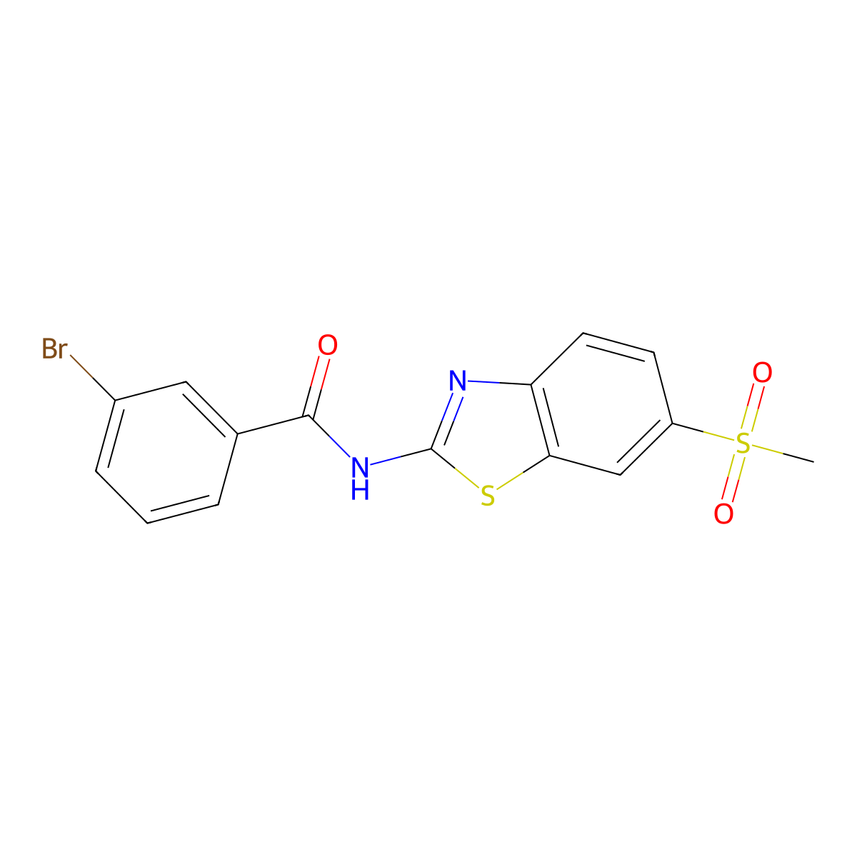 3-bromo-N-(6-(methylsulfonyl)benzo[d]thiazol-2-yl)benzamide molecular structure, CAS 313469-72-6
