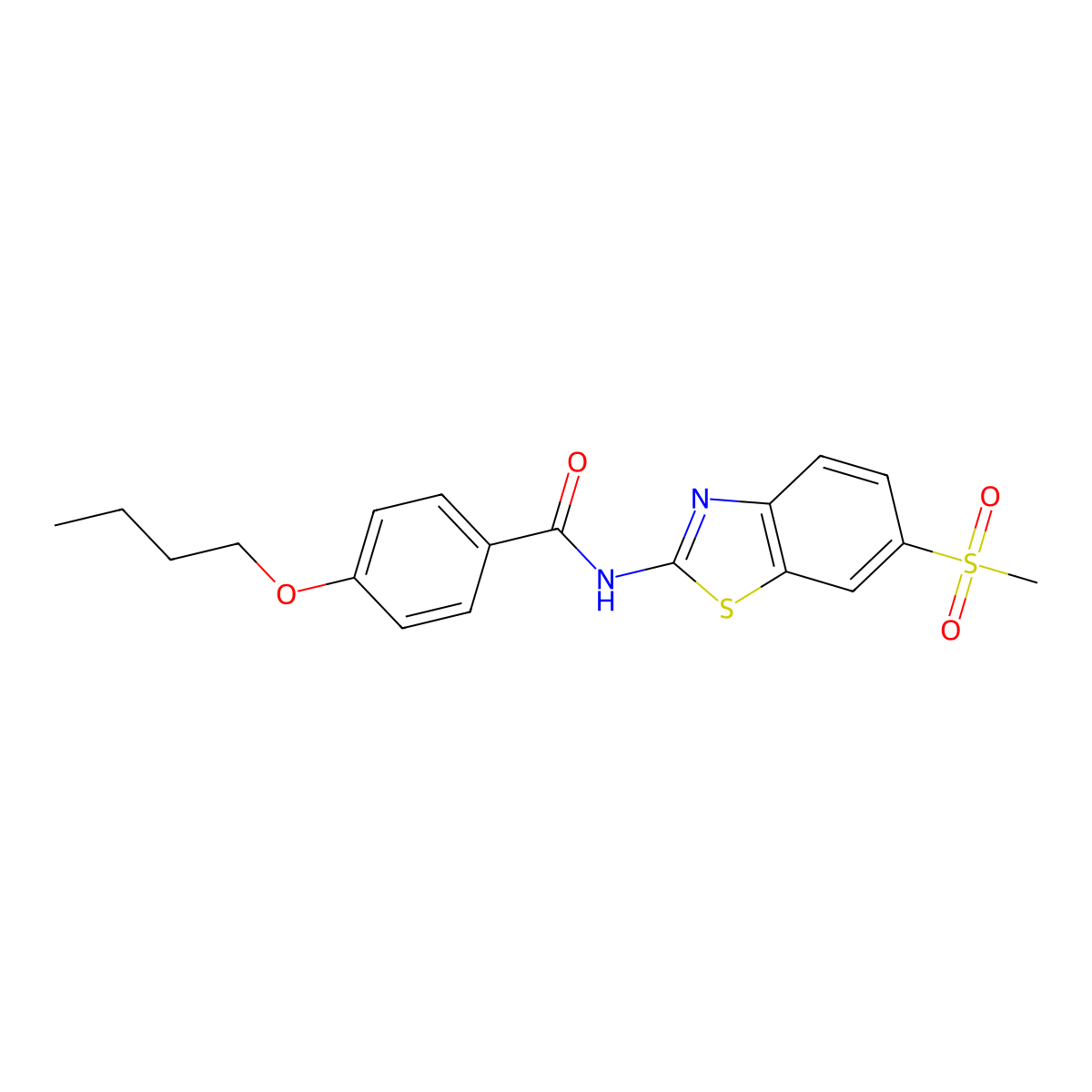 4-butoxy-N-(6-(methylsulfonyl)benzo[d]thiazol-2-yl)benzamide molecular structure, CAS 313469-75-9