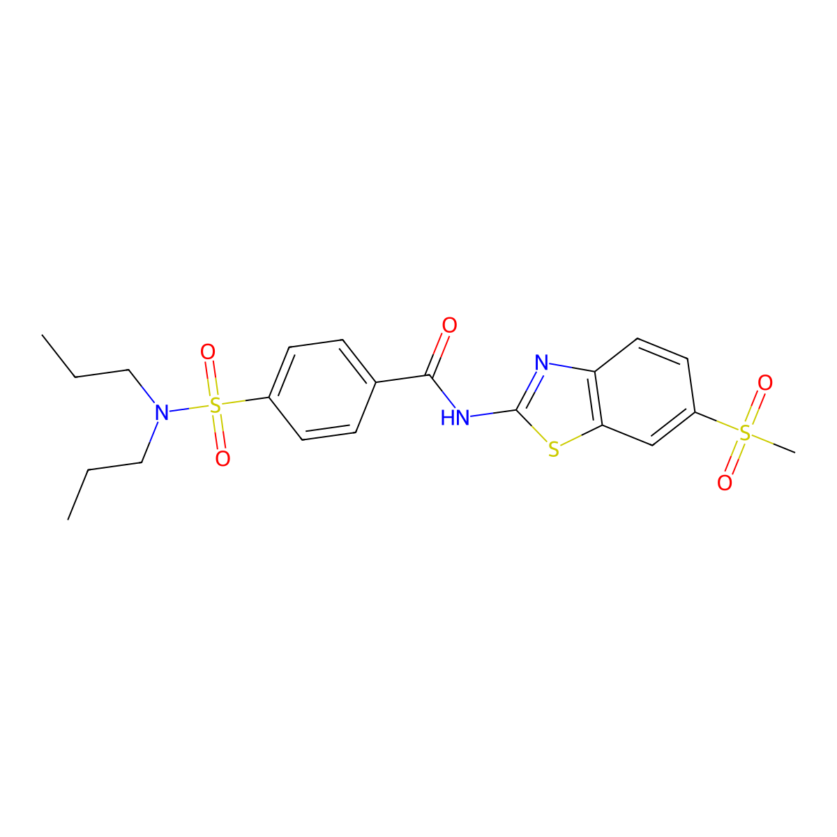 4-(N,N-dipropylsulfamoyl)-N-(6-(methylsulfonyl)benzo[d]thiazol-2-yl)benzamide molecular structure, CAS 313469-76-0