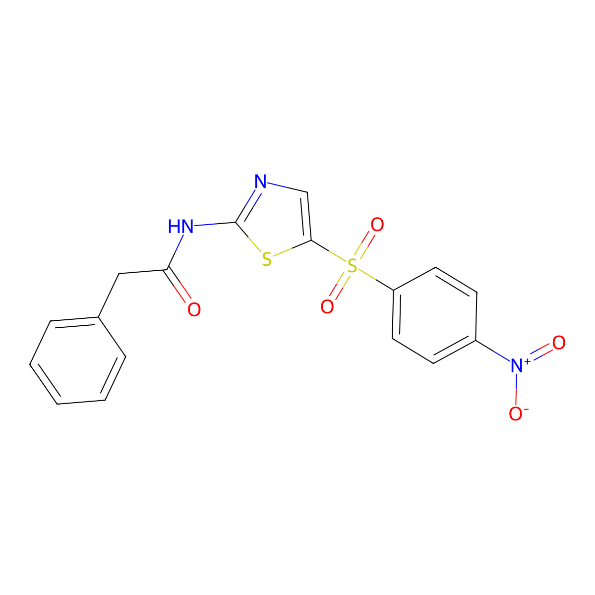 N-[5-(4-nitrobenzenesulfonyl)-1,3-thiazol-2-yl]-2-phenylacetamide molecular structure, CAS 313469-82-8