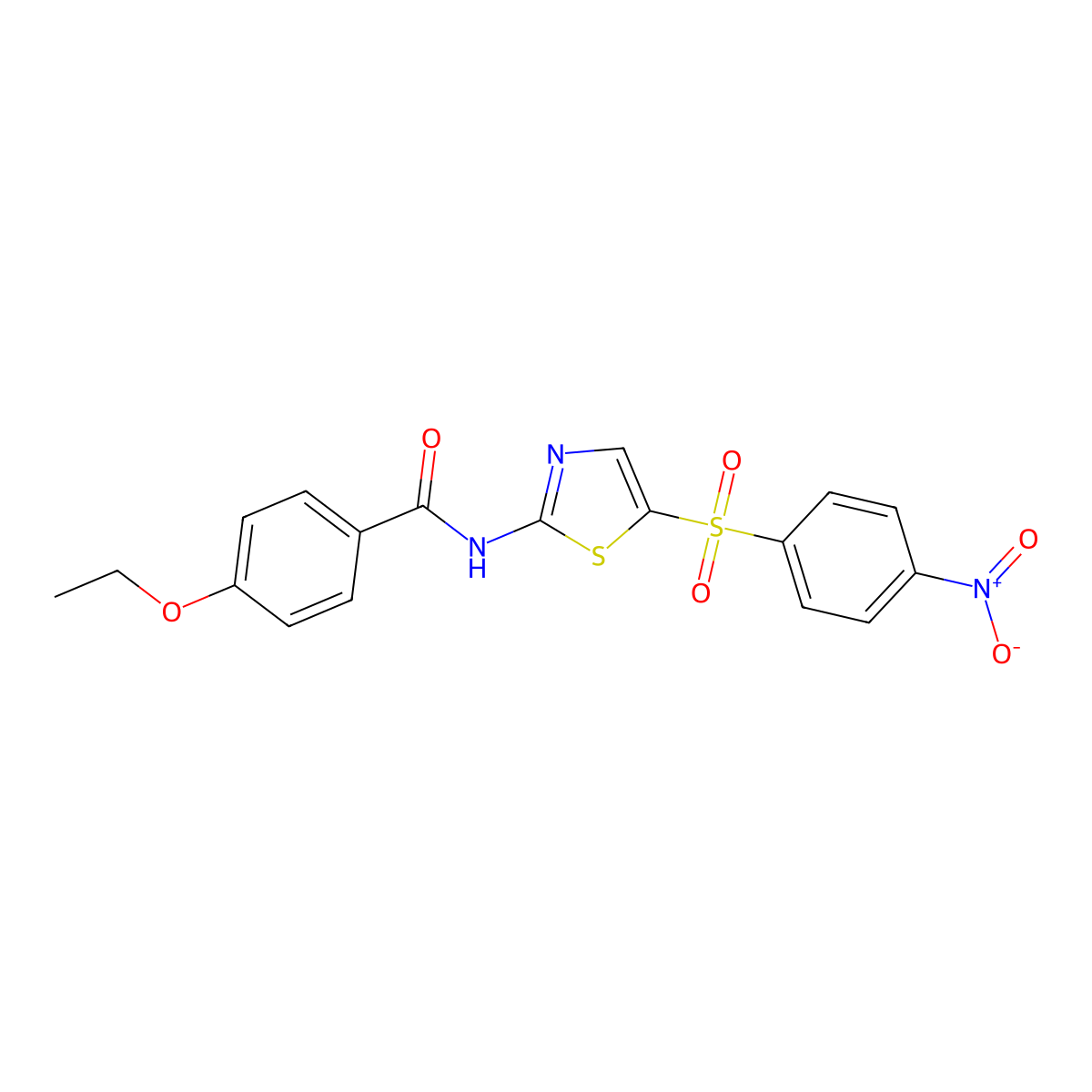 4-ethoxy-N-(5-((4-nitrophenyl)sulfonyl)thiazol-2-yl)benzamide molecular structure, CAS 313469-83-9