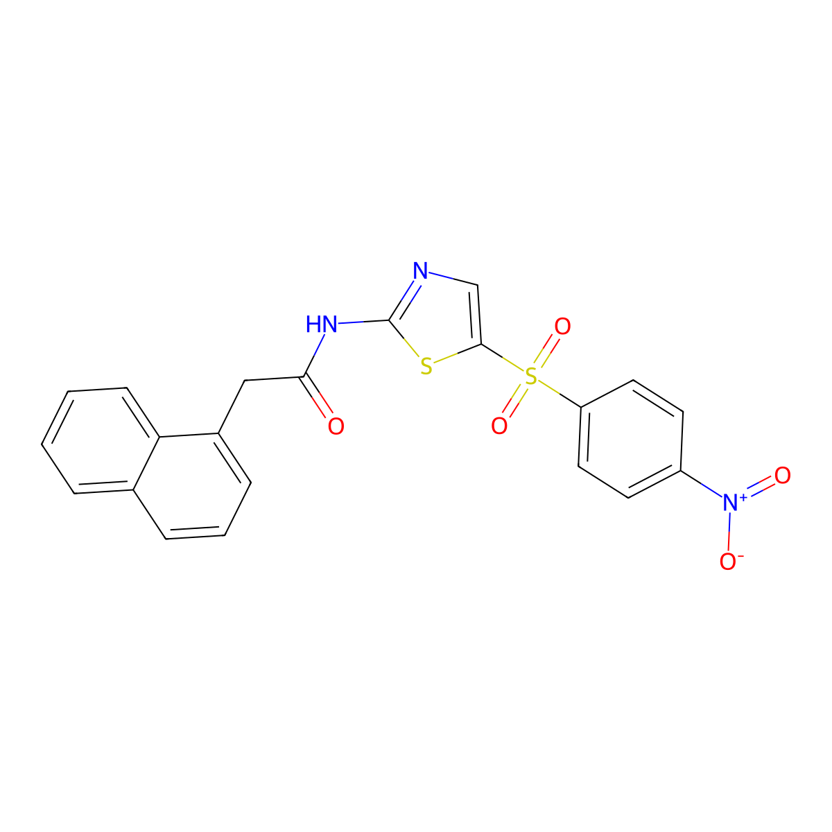 2-(naphthalen-1-yl)-N-(5-((4-nitrophenyl)sulfonyl)thiazol-2-yl)acetamide molecular structure, CAS 313469-86-2