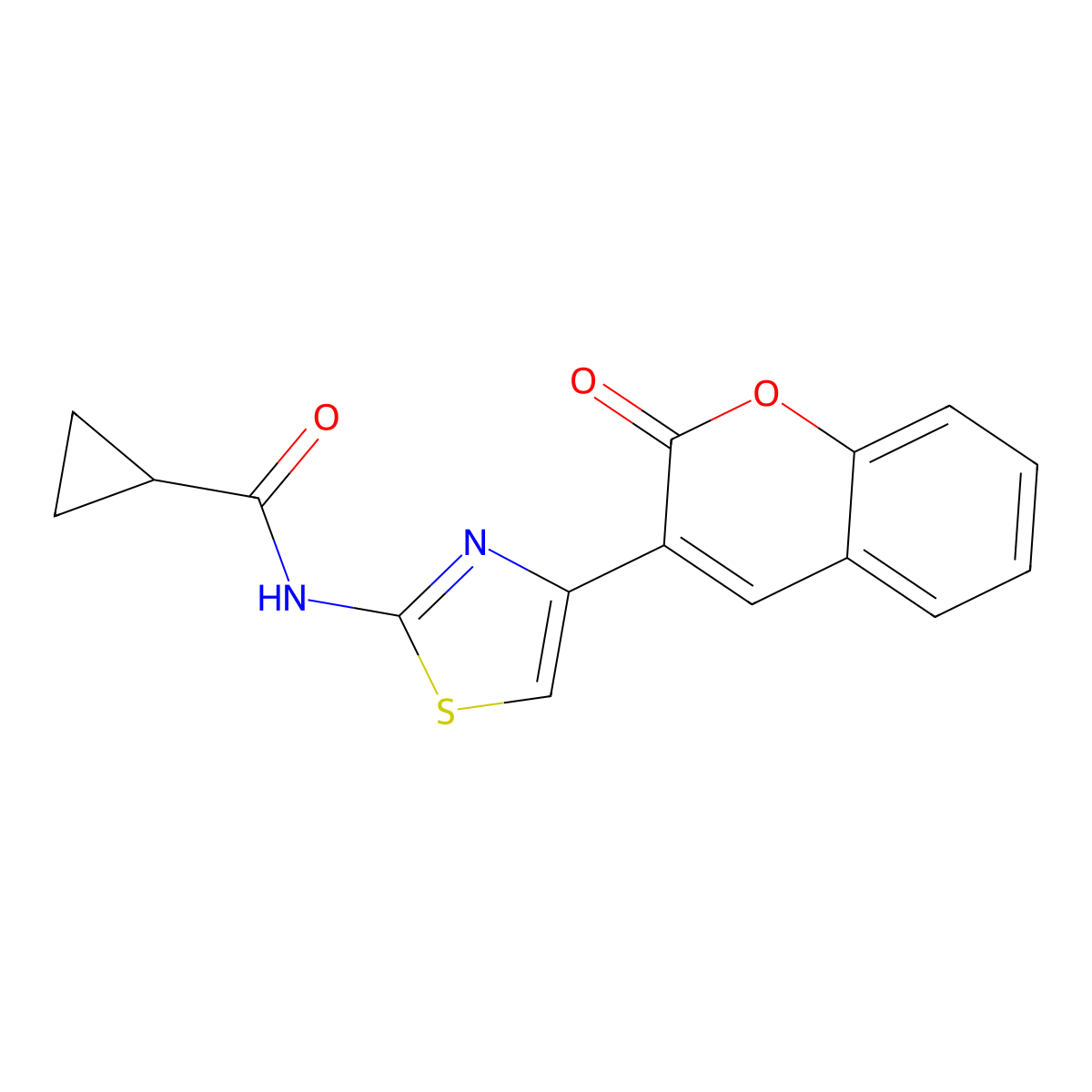 N-(4-(2-oxo-2H-chromen-3-yl)thiazol-2-yl)cyclopropanecarboxamide molecular structure, CAS 313469-95-3