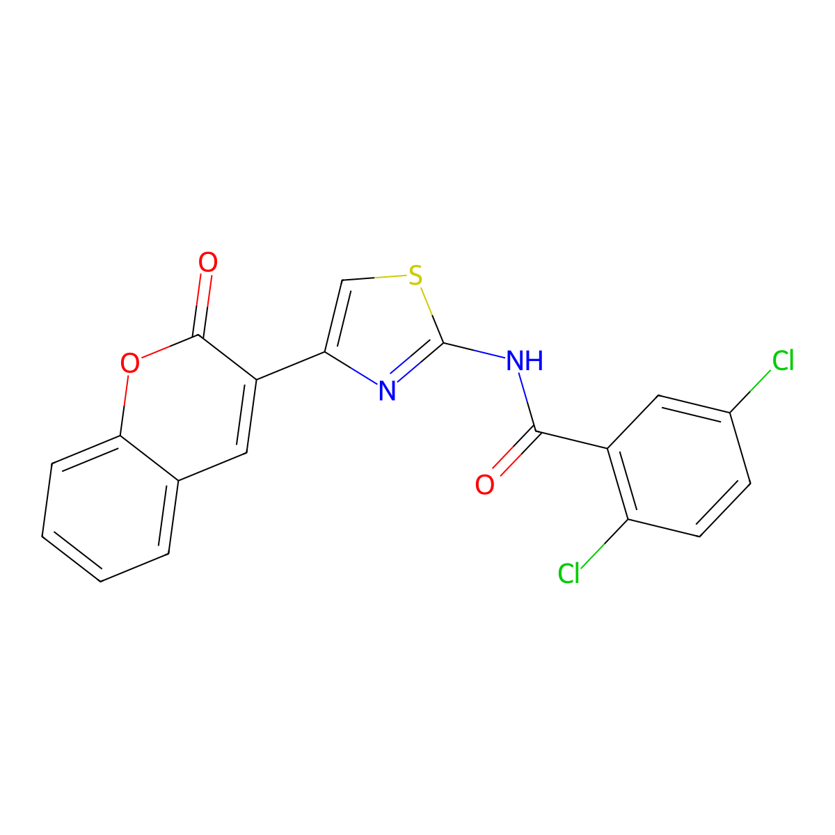 2,5-dichloro-N-(4-(2-oxo-2H-chromen-3-yl)thiazol-2-yl)benzamide molecular structure, CAS 313470-05-2