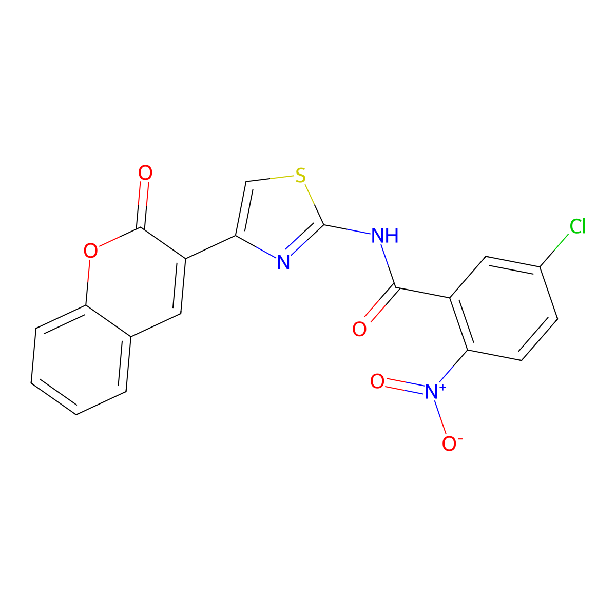5-chloro-2-nitro-N-[4-(2-oxochromen-3-yl)-1,3-thiazol-2-yl]benzamide molecular structure, CAS 313470-06-3