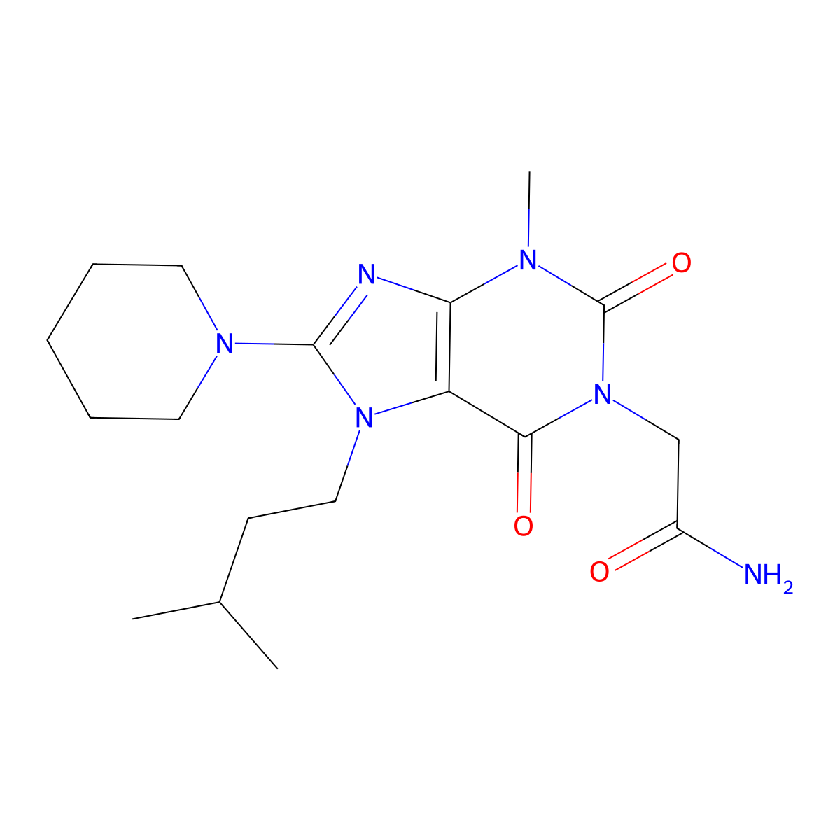 2-[3-Methyl-7-(3-methylbutyl)-2,6-dioxo-8-piperidin-1-ylpurin-1-yl]acetamide molecular structure, CAS 313470-19-8