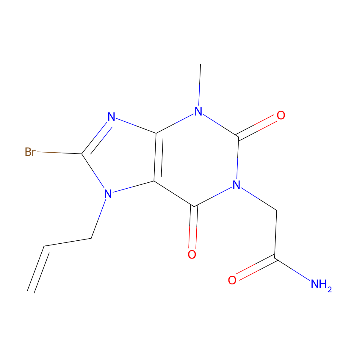 2-(7-allyl-8-bromo-3-methyl-2,6-dioxo-2,3,6,7-tetrahydro-1H-purin-1-yl)acetamide molecular structure, CAS 313470-23-4