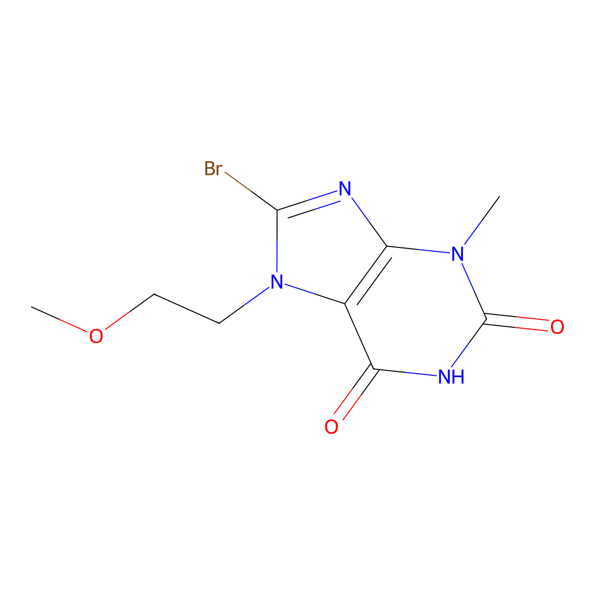 8-Bromo-7-(2-methoxyethyl)-3-methylpurine-2,6-dione molecular structure, CAS 313470-45-0