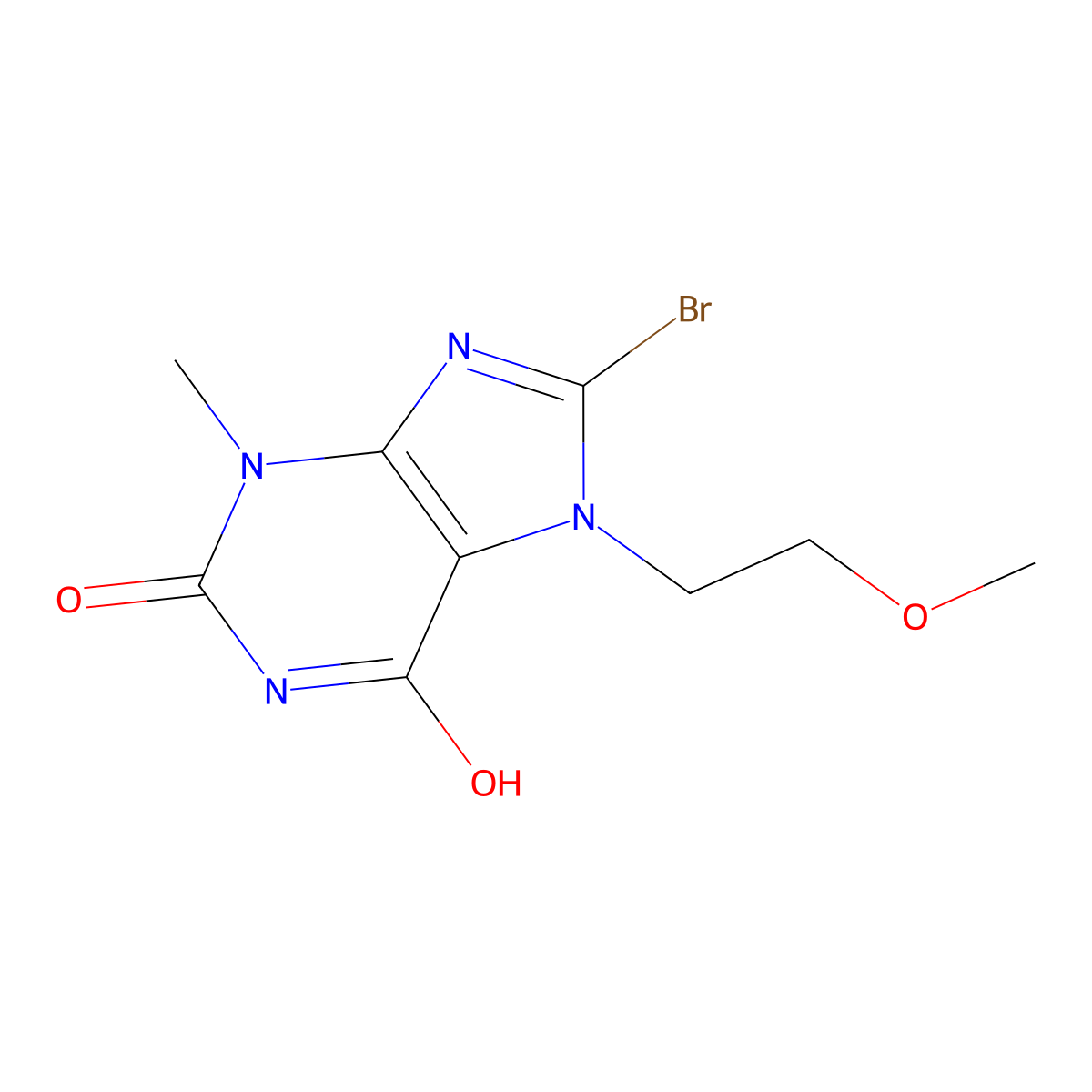 8-Bromo-7-(2-methoxyethyl)-3-methylpurine-2,6-dione molecular structure, CAS 313470-45-0