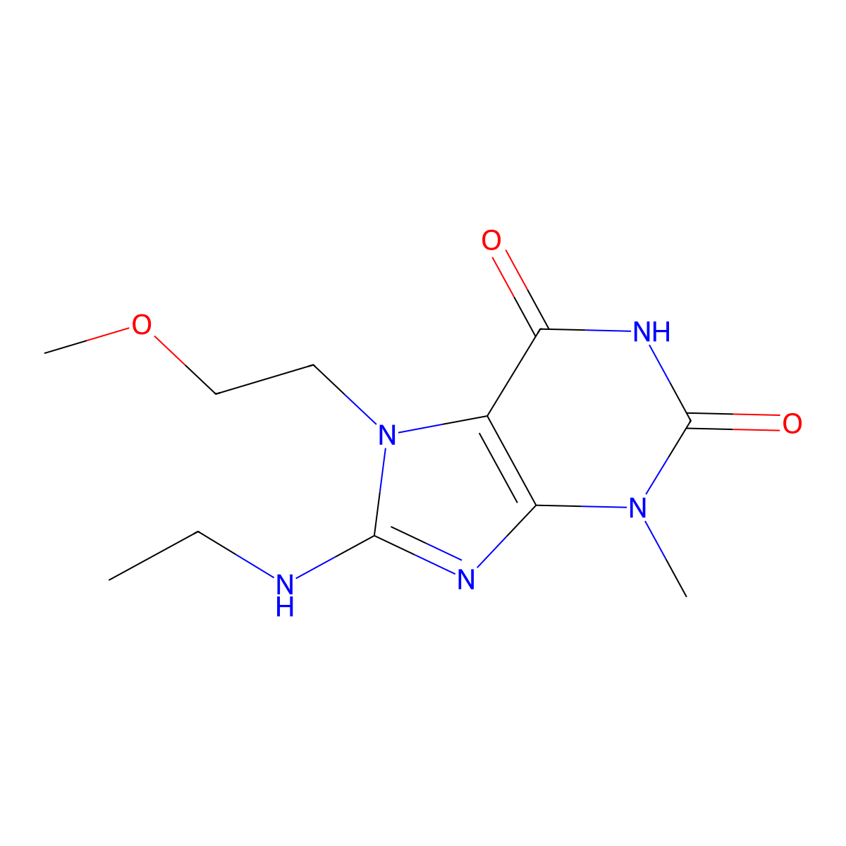 8-(Ethylamino)-7-(2-methoxyethyl)-3-methylpurine-2,6-dione molecular structure, CAS 313470-56-3