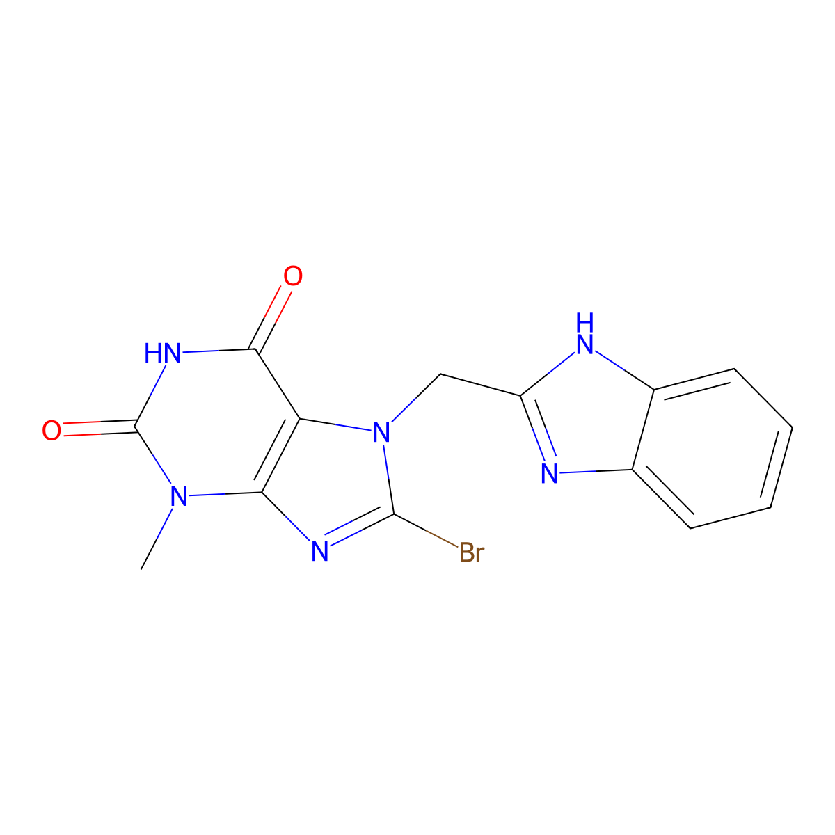 7-(1H-benzimidazol-2-ylmethyl)-8-bromo-3-methylpurine-2,6-dione molecular structure, CAS 313470-60-9