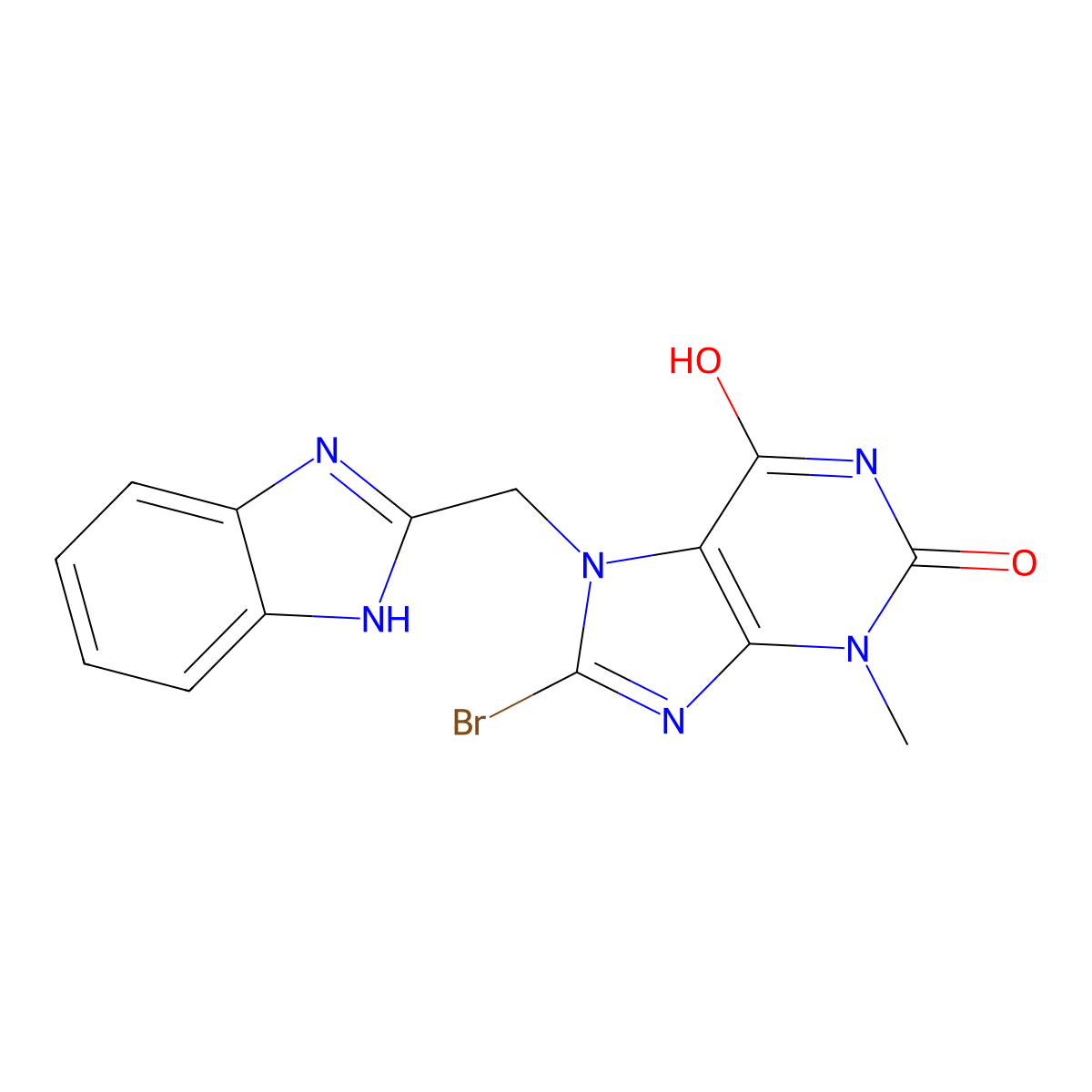 7-(1H-benzimidazol-2-ylmethyl)-8-bromo-3-methylpurine-2,6-dione molecular structure, CAS 313470-60-9