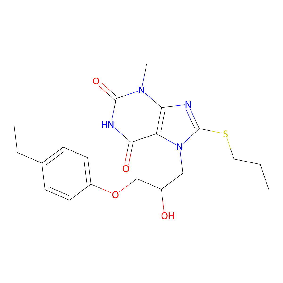 7-[3-(4-Ethylphenoxy)-2-hydroxypropyl]-3-methyl-8-propylsulfanylpurine-2,6-dione molecular structure, CAS 313470-65-4