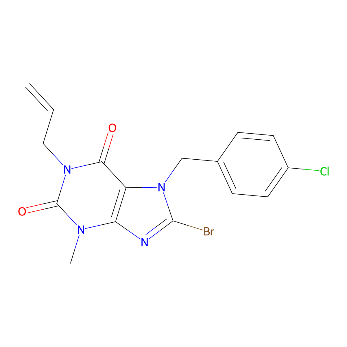 1-allyl-8-bromo-7-(4-chlorobenzyl)-3-methyl-1H-purine-2,6(3H,7H)-dione molecular structure, CAS 313470-88-1