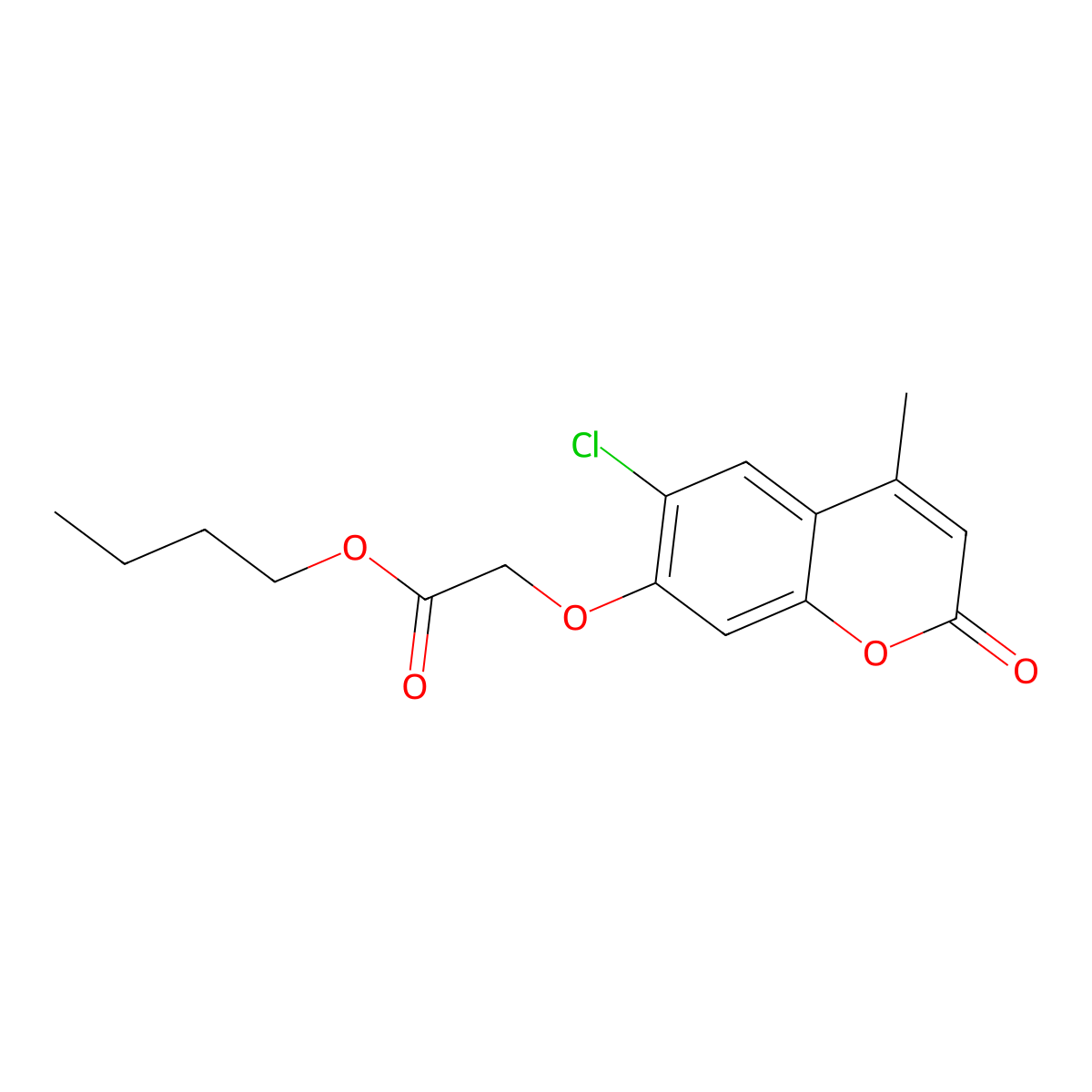 Butyl 2-(6-chloro-4-methyl-2-oxochromen-7-yl)oxyacetate molecular structure, CAS 313470-97-2