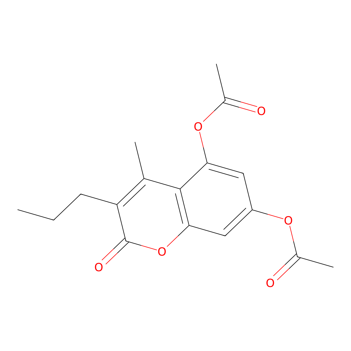 4-methyl-2-oxo-3-propyl-2H-chromene-5,7-diyl diacetate molecular structure, CAS 313470-99-4