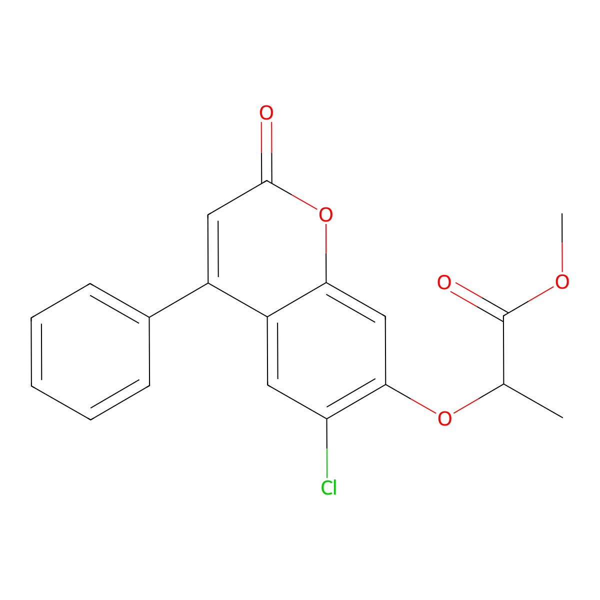 methyl 2-[(6-chloro-2-oxo-4-phenyl-2H-chromen-7-yl)oxy]propanoate molecular structure, CAS 313471-01-1