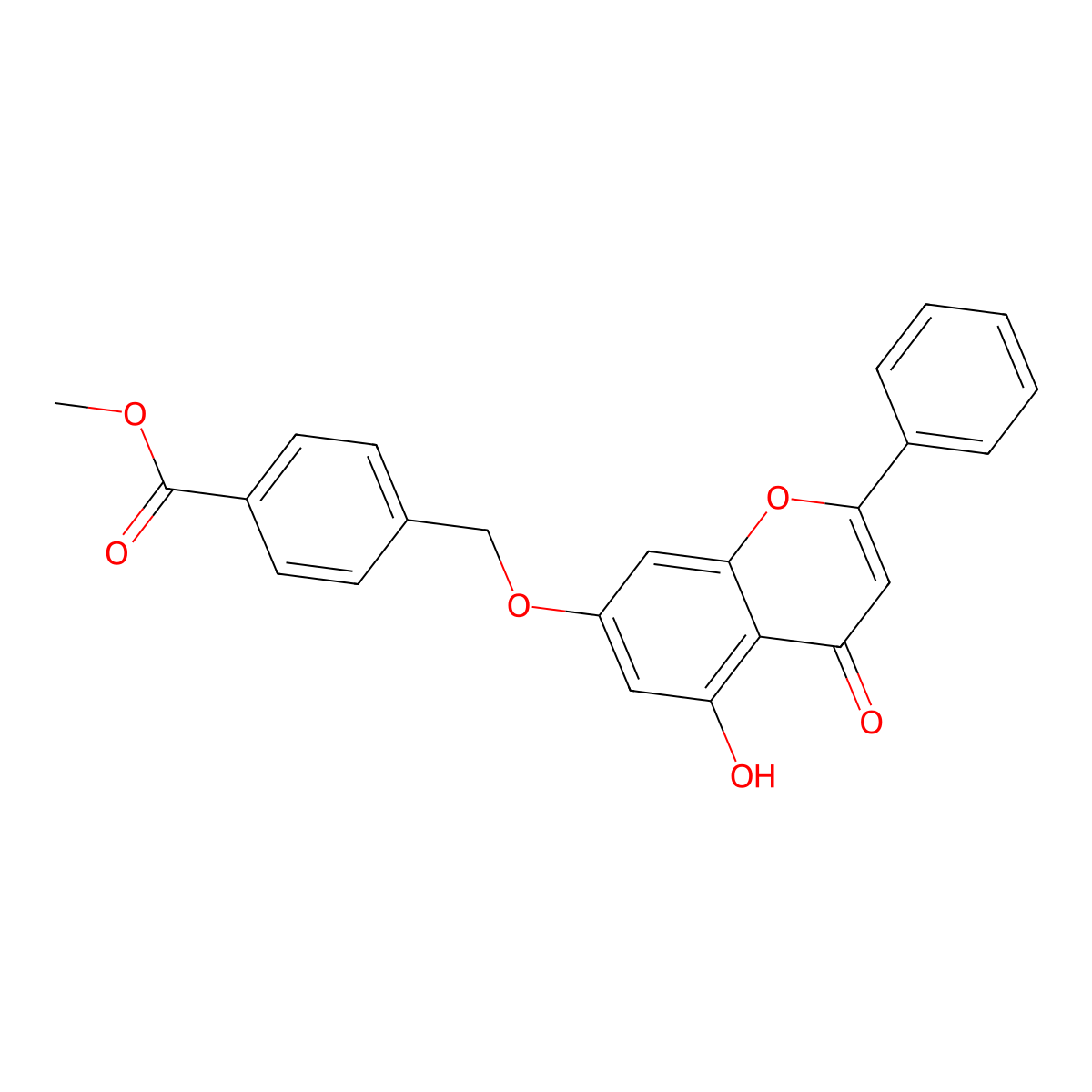 methyl 4-{[(5-hydroxy-4-oxo-2-phenyl-4H-chromen-7-yl)oxy]methyl}benzoate molecular structure, CAS 313471-03-3
