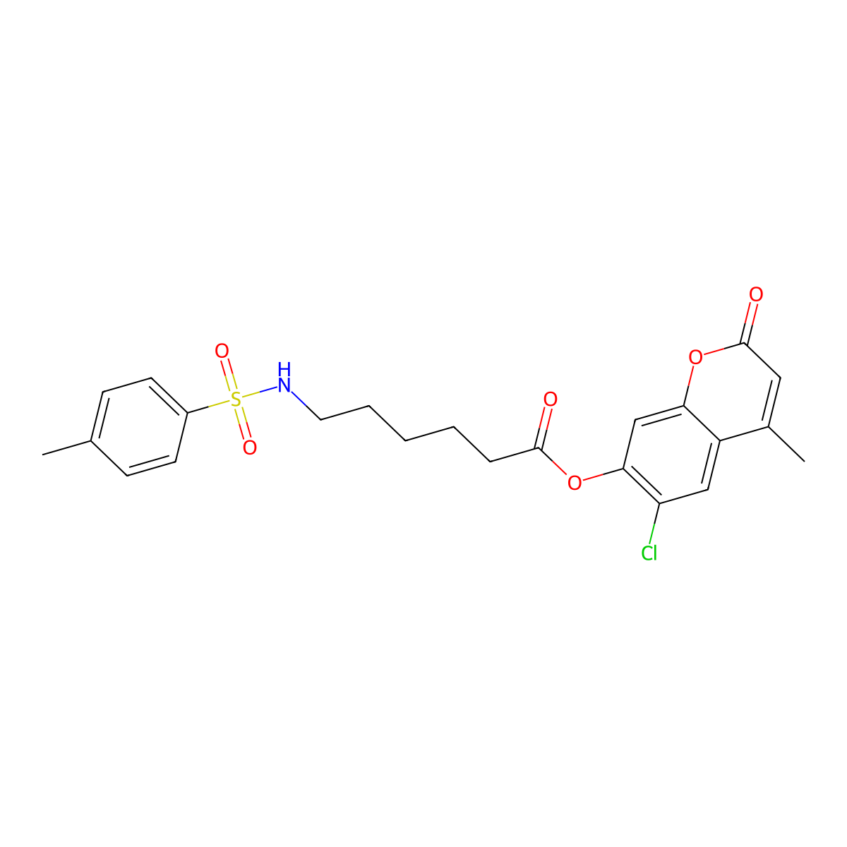 6-chloro-4-methyl-2-oxo-2H-chromen-7-yl 6-{[(4-methylphenyl)sulfonyl]amino}hexanoate molecular structure, CAS 313471-14-6