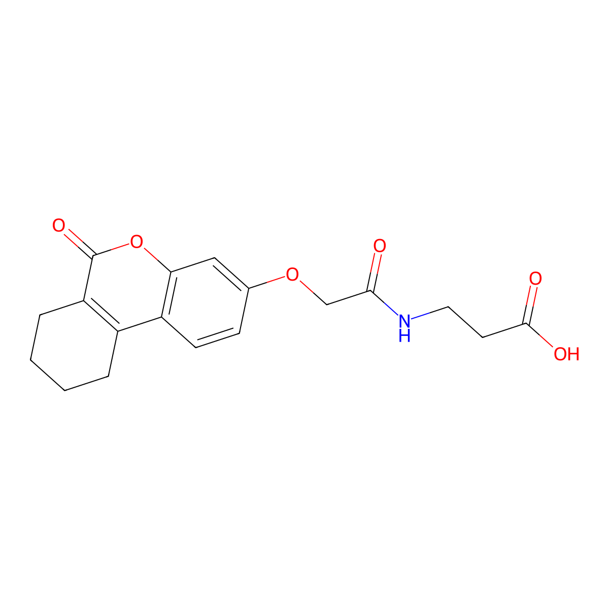 3-(2-((6-oxo-7,8,9,10-tetrahydro-6H-benzo[c]chromen-3-yl)oxy)acetamido)propanoic acid molecular structure, CAS 313471-21-5