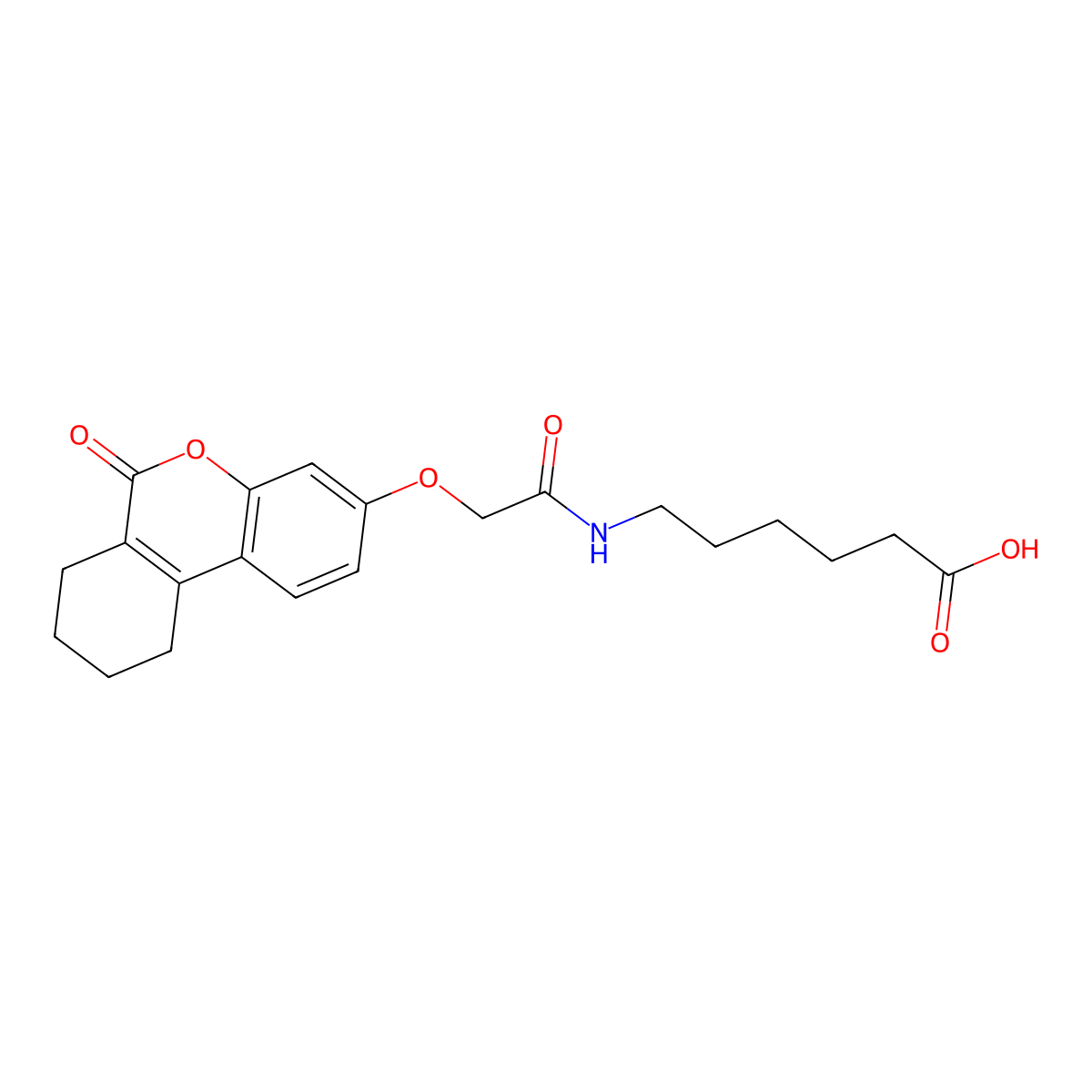6-({[(6-oxo-7,8,9,10-tetrahydro-6H-benzo[c]chromen-3-yl)oxy]acetyl}amino)hexanoic acid molecular structure, CAS 313471-23-7