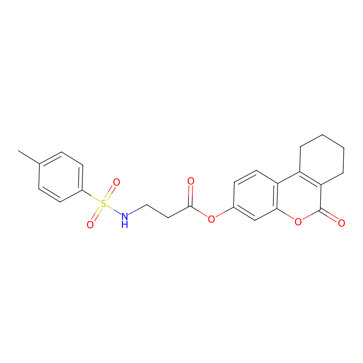(6-Oxo-7,8,9,10-tetrahydrobenzo[c]chromen-3-yl) 3-[(4-methylphenyl)sulfonylamino]propanoate molecular structure, CAS 313471-24-8