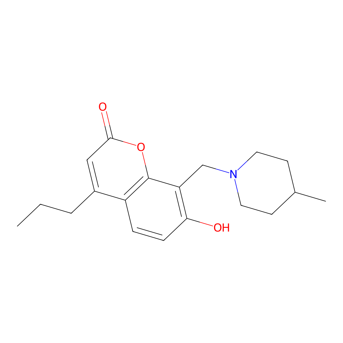 7-hydroxy-8-[(4-methylpiperidin-1-yl)methyl]-4-propyl-2H-chromen-2-one molecular structure, CAS 313471-33-9